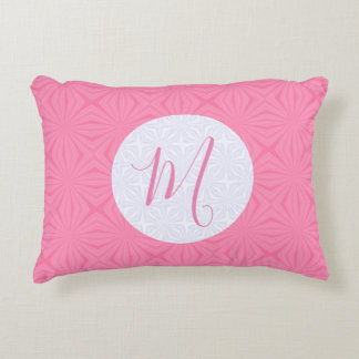 Light Pink Squiggly Squares Personalize Initial  Accent Pillow