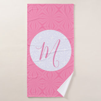 Light Pink Squiggly Squares Personalize Initial  Bath Towel Set