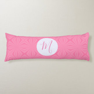 Light Pink Squiggly Squares Personalize Initial  Body Pillow