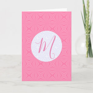 Light Pink Squiggly Squares Personalize Initial Card