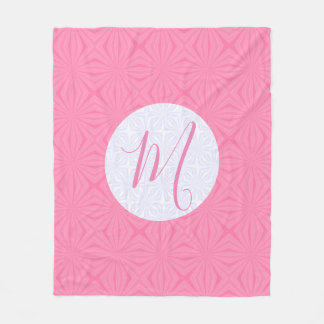 Light Pink Squiggly Squares Personalize Initial  Fleece Blanket