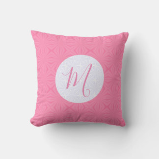 Light Pink Squiggly Squares Personalize Initial  Throw Pillow