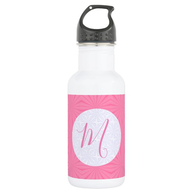 Light Pink Squiggly Squares Personalized Initial  532 Ml Water Bottle (Front)