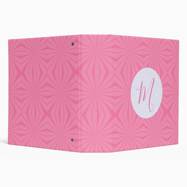 Light Pink Squiggly Squares Personalized Initial  Binder (Background)