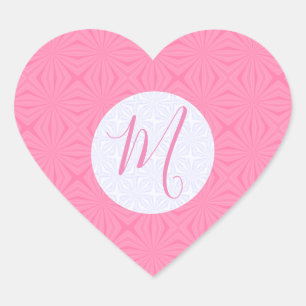 Light Pink Squiggly Squares Personalized Initial Heart Sticker