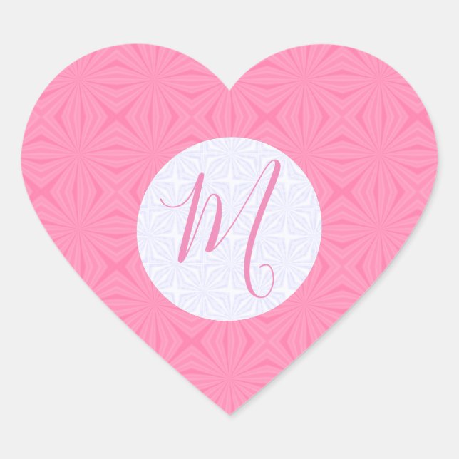 Light Pink Squiggly Squares Personalized Initial Heart Sticker (Front)