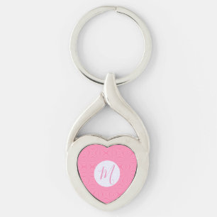 Light Pink Squiggly Squares Personalized Initial Keychain