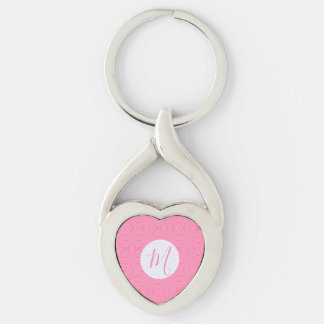 Light Pink Squiggly Squares Personalized Initial Keychain