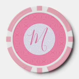 Light Pink Squiggly Squares Personalized Initial Poker Chips