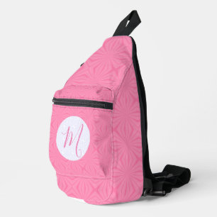 Light Pink Squiggly Squares Personalized Initial Sling Bag