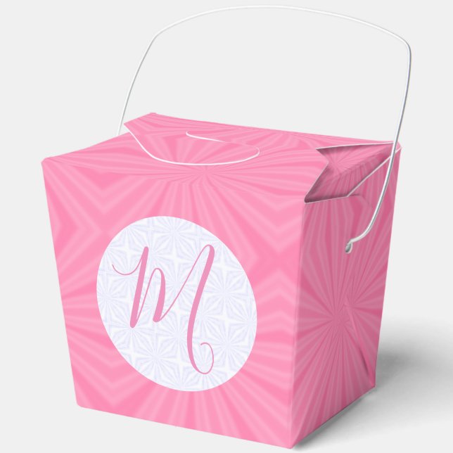 Light Pink Squiggly Squares Personalized Take Out Favor Box (Front)