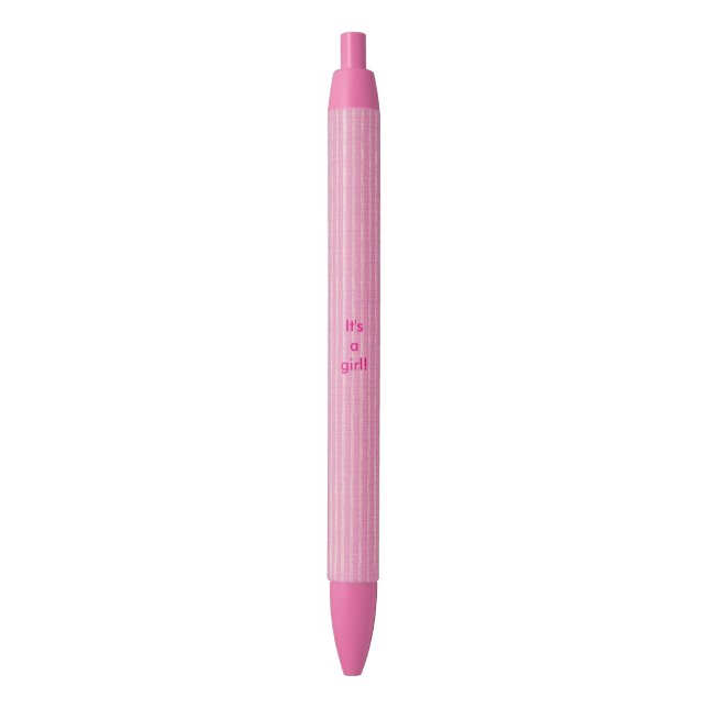 Light pink stripes It's a girl announcement pens (Front Vertical)