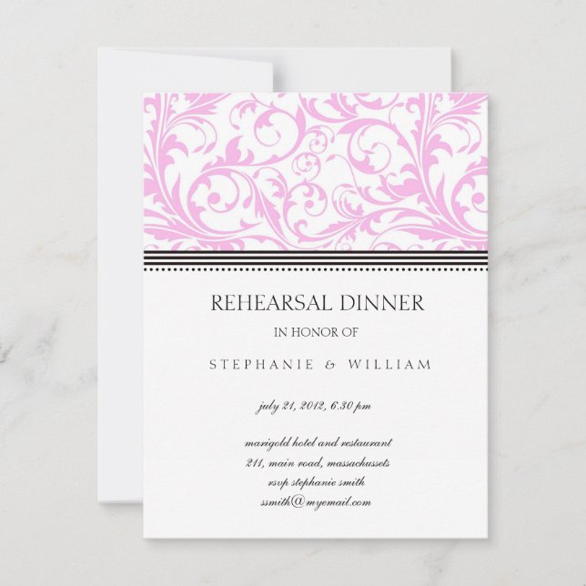 Light Pink Swirl Rehearsal Dinner Card (Front)
