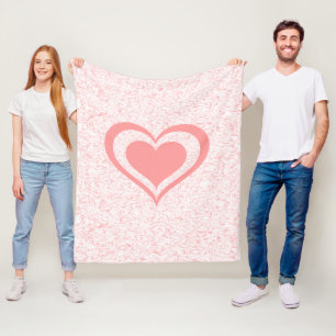 Light Pink Swirl With Heart Fleece Blanket