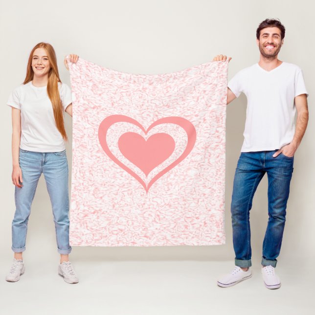 Light Pink Swirl With Heart Fleece Blanket (In Situ)