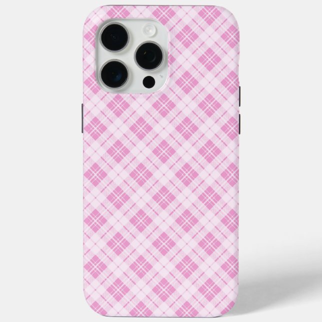 Light pink tartan Christmas holidays pattern Case-Mate iPhone Case (Back)