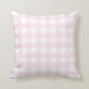Light Pink Throw Pillow with Pink Gingham Pattern