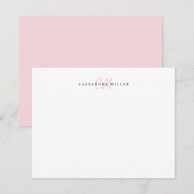 Light Pink Two Letter Initial Monogram Name Card (Front/Back)