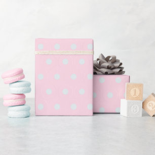 Light Pink Very Light Grayish Blue Polka Dots Wrapping Paper