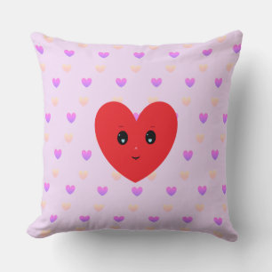 Light Pink & Violet Heart Pattern Throw Pillow