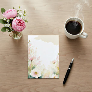 Light pink watercolor floral blank wedding invitation