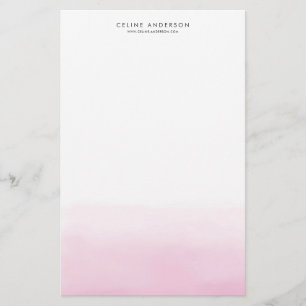 Light Pink Watercolor Ombre Gradient Personalized Stationery