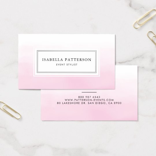 Light Pink Watercolor Ombre Modern Business Card