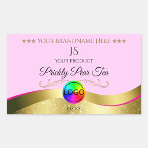 Light Pink Wavy Gold Logo Monogram Product Label