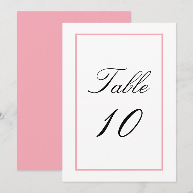 Light Pink Wedding table number (Front/Back)