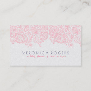 Light Pink & White Floral Paisley Lace Business Card