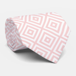 Light Pink & White Modern Geometric Pattern Tie