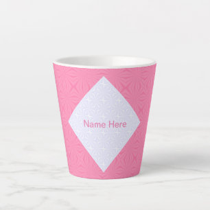 Light Pink White Squiggly Squares Personalized Latte Mug