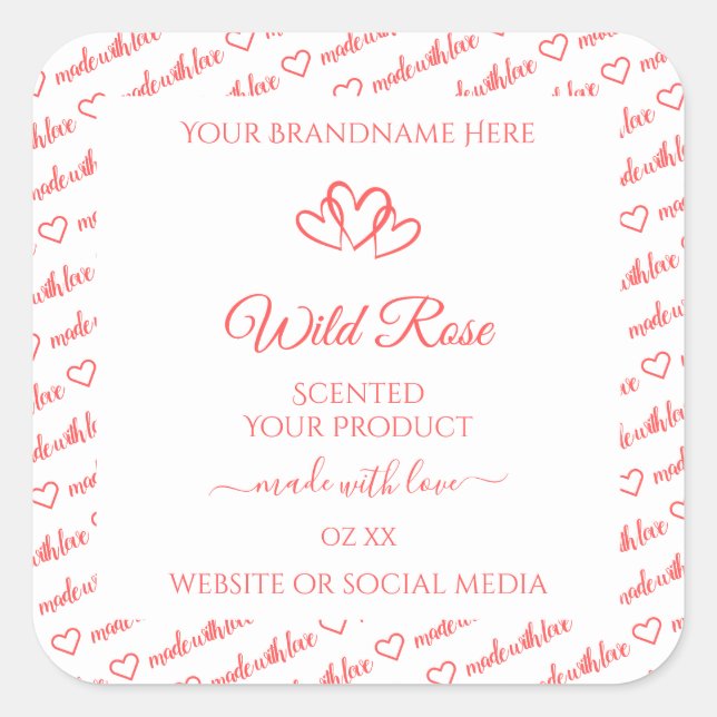 Light Pink White Words Cloud Product Labels Hearts (Front)