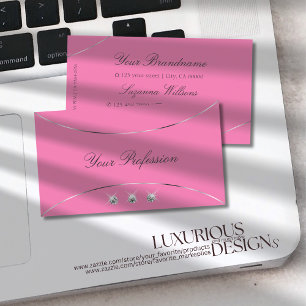 Light Pink with Silver Decor and Sparkle Diamonds Business Card
