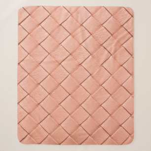 Light pink woven leather texture sherpa blanket