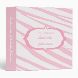 Light Pink Zebra Pattern Journal Binder