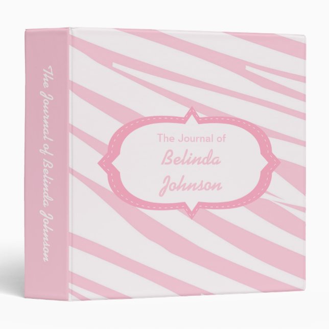 Light Pink Zebra Pattern Journal Binder (Front/Spine)