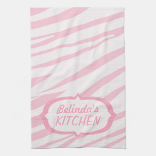 Light Pink Zebra Pattern Kitchen Towel