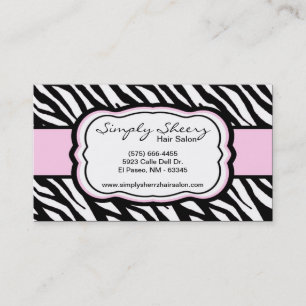 Light Pink Zebra Print Hair Salon Business Card