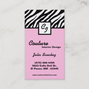 Light Pink Zebra Print Personalize Business Card