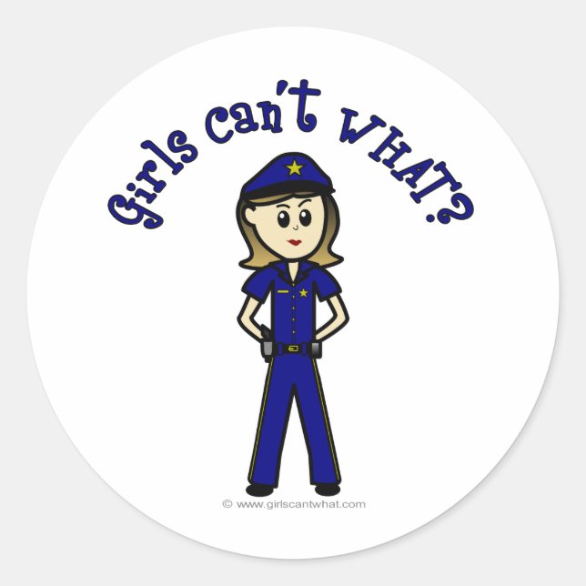 Light Police Officer Classic Round Sticker (Front)