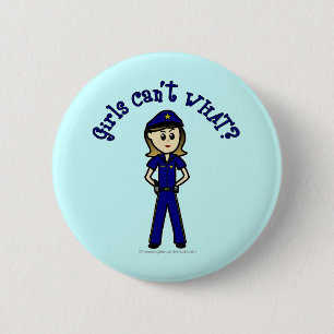 Light Police Officer Girl 2 Inch Round Button