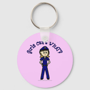 Light Police Officer Girl Keychain