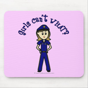 Light Police Officer Girl Mouse Pad