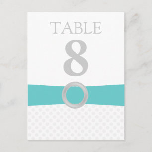 Light Polka Dots Table Number Card (teal)