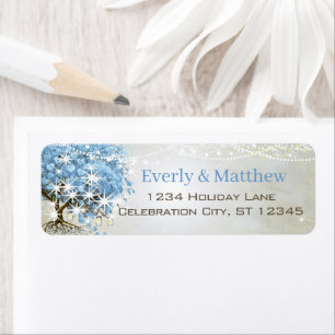 Light Powder Blue Heart Leaf Tree Return Address