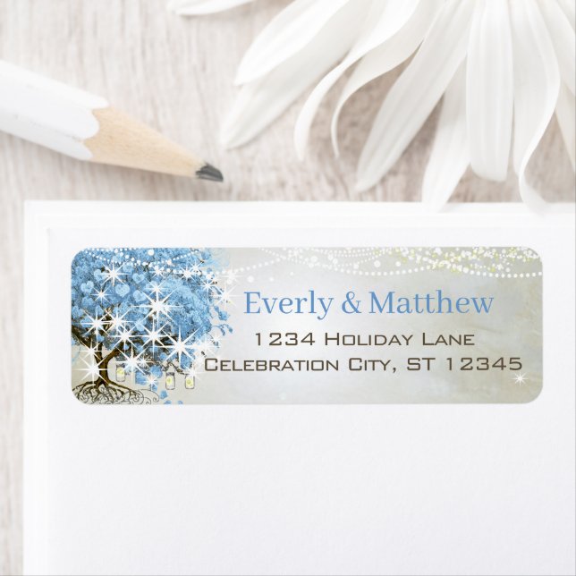 Light Powder Blue Heart Leaf Tree Return Address (Insitu)