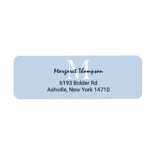 Light Powder Blue Monogram Script return address