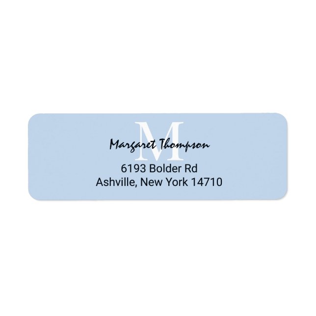Light Powder Blue Monogram Script return address (Front)