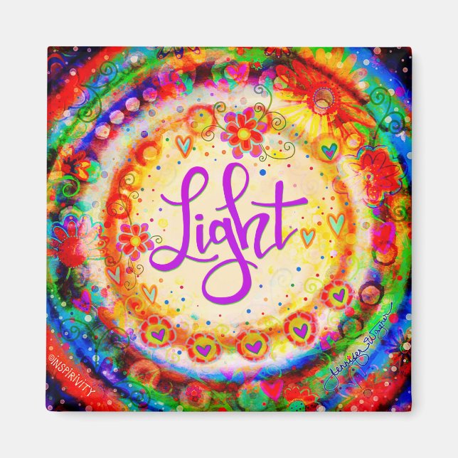 Light Pretty Floral Heart Modern Inspirivity Magnet (Front)